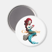 Zeemeermin ontspannen met drank Thunder_Cove Magneet (Voorkant / Achterkant)