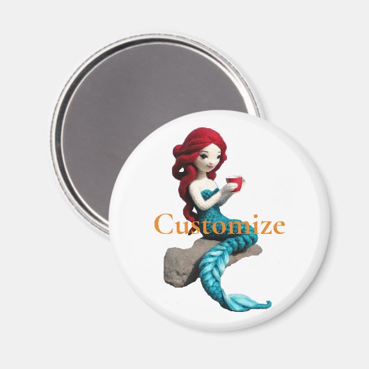 Zeemeermin ontspannen met drank Thunder_Cove Magneet (Voorkant / Achterkant)