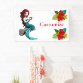 Zeemeermin ontspannen met drank Thunder_Cove Spandoek (Insitu)