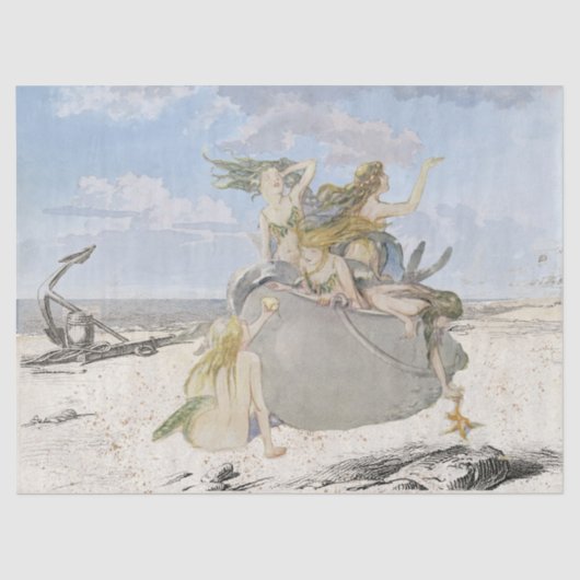 Zeemeermin  ontvlechting strand tissuepapier (Voorkant)