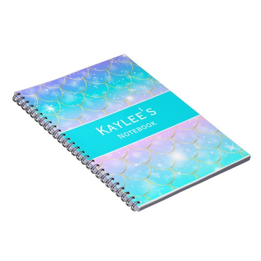 Zeemeermin ontwerp, meisjes met eigen naam notitieboek (Rechterzijde)