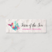 Zeemeermin op Anchor Nautical Waterverf Social Med Mini Visitekaartje (Voorkant)