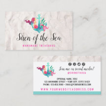 Zeemeermin op Anker Nautisch Watercolor Sociale Me