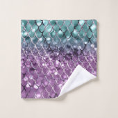 Zeemeermin op Aqua Paarse MERMAID Glitter #2 Bad Handdoek (Wasdoekje)