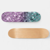 Zeemeermin op Aqua Paarse MERMAID Glitter #2 Persoonlijk Skateboard (Horizontaal)