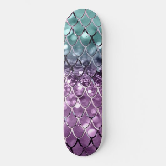 Zeemeermin op Aqua Paarse MERMAID Glitter #2 Persoonlijk Skateboard (Voorkant)