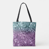 Zeemeermin op Aqua Paarse MERMAID Glitter #2 Tote Bag (Achterkant)