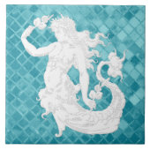 Zeemeermin op Aqua Zee glaspatroon Tegeltje (Voorkant)