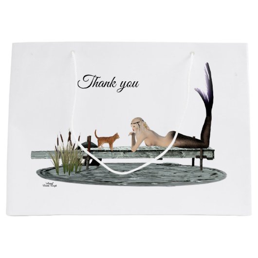 Zeemeermin op bediende dok groot cadeauzakje (Voorkant)