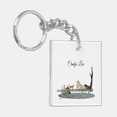 Zeemeermin op bootdok Acrylische Sleutelhanger (Voorkant Links)