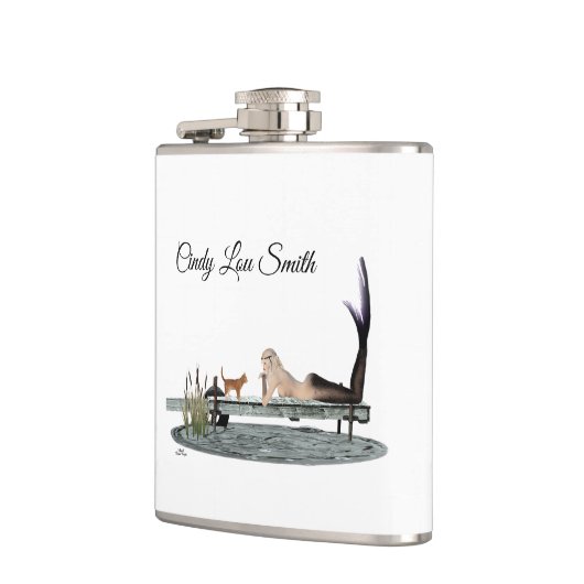 Zeemeermin op bootdok Drink kolf Heupfles (Links)