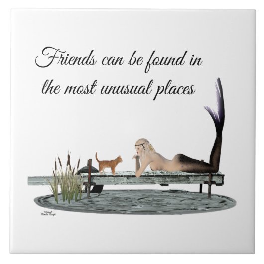 Zeemeermin op bootdok keramische Tegel Tegeltje (Voorkant)