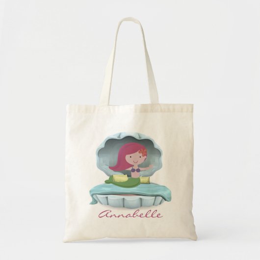 Zeemeermin op Clamshell Bed personaliseren Tote Bag (Voorkant)
