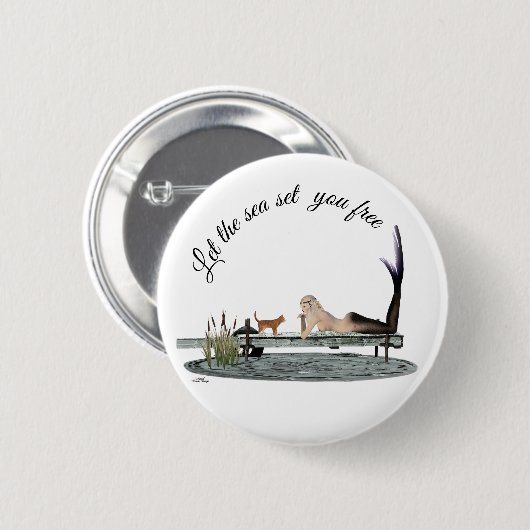 Zeemeermin op de Button van de havendoek (Voorkant /achterkant)