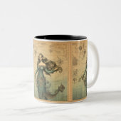 Zeemeermin op de  kaart: Nautical Fantasy Tweekleurige Koffiemok (Voorkant rechts)