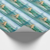 Zeemeermin op de kust met Aqua Waves en Seagulls Cadeaupapier (Hoek)