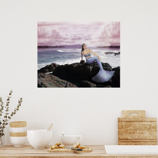 Zeemeermin op de kust poster (Keuken)
