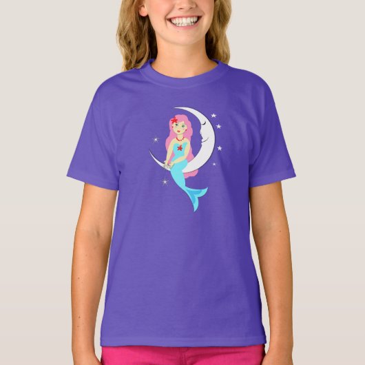 zeemeermin op de maan t-shirt (Voorkant)