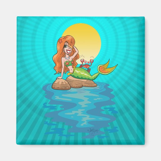 Zeemeermin op de Rocks met vriend onder de Gele Ma Magneet (Voorkant)