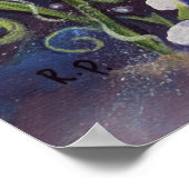 Zeemeermin op de rotsen met zeepaardje poster (Hoek)