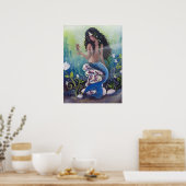Zeemeermin op de rotsen met zeepaardje poster (Keuken)