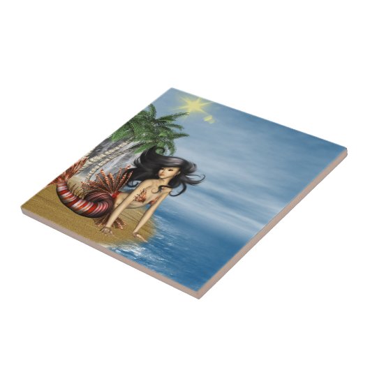 Zeemeermin op de Tile van de Beach Tegeltje (Zijkant)