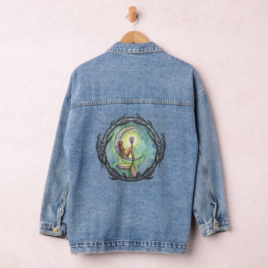 Zeemeermin op een maan Fantasy Art Denim Jacket (Hangar)