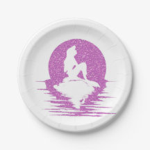 Zeemeermin op een rots - Roze glitter