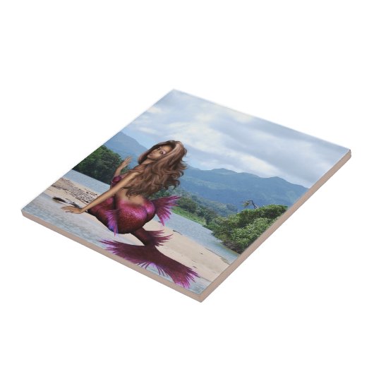 Zeemeermin op een Sandbar Tegeltje (Zijkant)