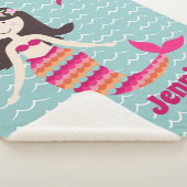 Zeemeermin op golven patroon Sherpa Throw (3/4)