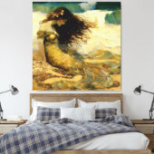 Zeemeermin op Gouden Zanden Canvas Afdruk (Insitu (Slaapkamer))
