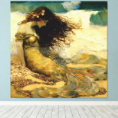 Zeemeermin op Gouden Zanden Canvas Afdruk (Insitu (Houten vloer))
