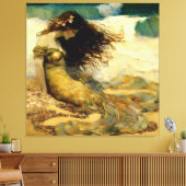 Zeemeermin op Gouden Zanden Canvas Afdruk (Insitu (Woonkamer))