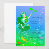 Zeemeermin op haar parels - Kinderuitnodigingen to Kaart (Voorkant / Achterkant)