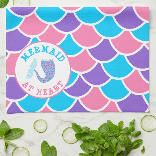 zeemeermin op hart theedoek (Gevouwen)