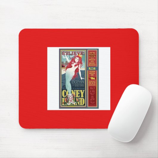 zeemeermin op het rode coney-eiland muismat (Met muis)