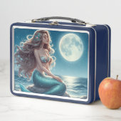 Zeemeermin op het strand 's nachts (In situ)