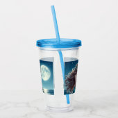 Zeemeermin op het strand 's nachts acryl drinkbeker (Links)
