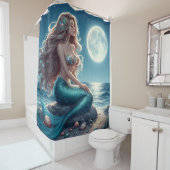 Zeemeermin op het strand 's nachts douchegordijn (In situ)