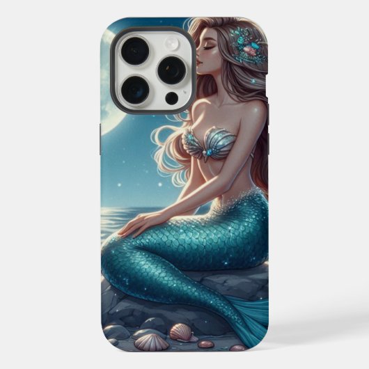 Zeemeermin op het strand 's nachts iPhone hoesje (Achterkant)