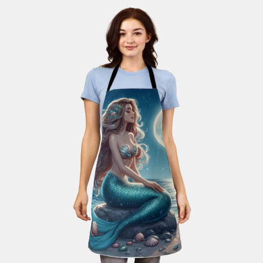 Zeemeermin op het strand 's nachts schort (Gedragen)