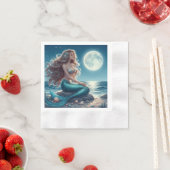 Zeemeermin op het strand 's nachts servet (Insitu)