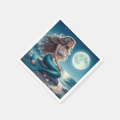 Zeemeermin op het strand 's nachts servet (Hoek)