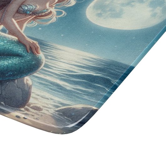 Zeemeermin op het strand 's nachts snijplank (Hoek)