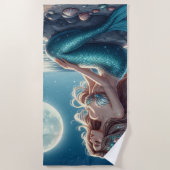 Zeemeermin op het strand 's nachts strandlaken (Voorkant)