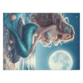 Zeemeermin op het strand 's nachts tafelkleed (Voorkant (Horizontaal))