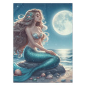 Zeemeermin op het strand 's nachts tafelkleed (Voorkant)