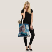 Zeemeermin op het strand 's nachts tote bag (Op model)