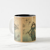 Zeemeermin op kaart tweekleurige koffiemok (Voorkant links)