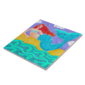 Zeemeermin op kust Abstracte kunst Tegeltje (Zijkant)